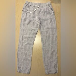 Jones New York Sport 100% Linen Drawstring Pants Light Grey Size Small